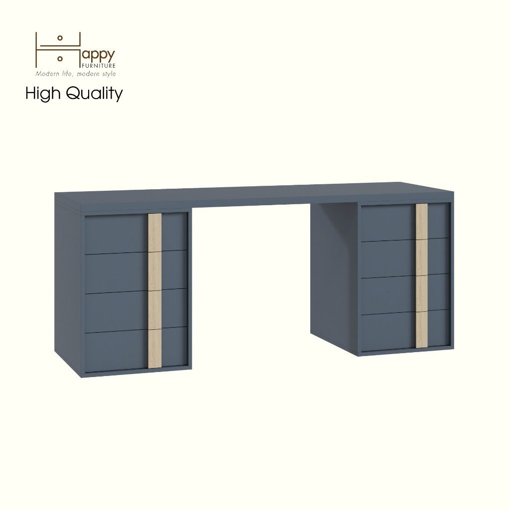 HAPPY FURNITURE , Bàn làm việc 8 ngăn kéo - SPACE, BAN_145 , 180cm x 59cm x 75cm DxRxC