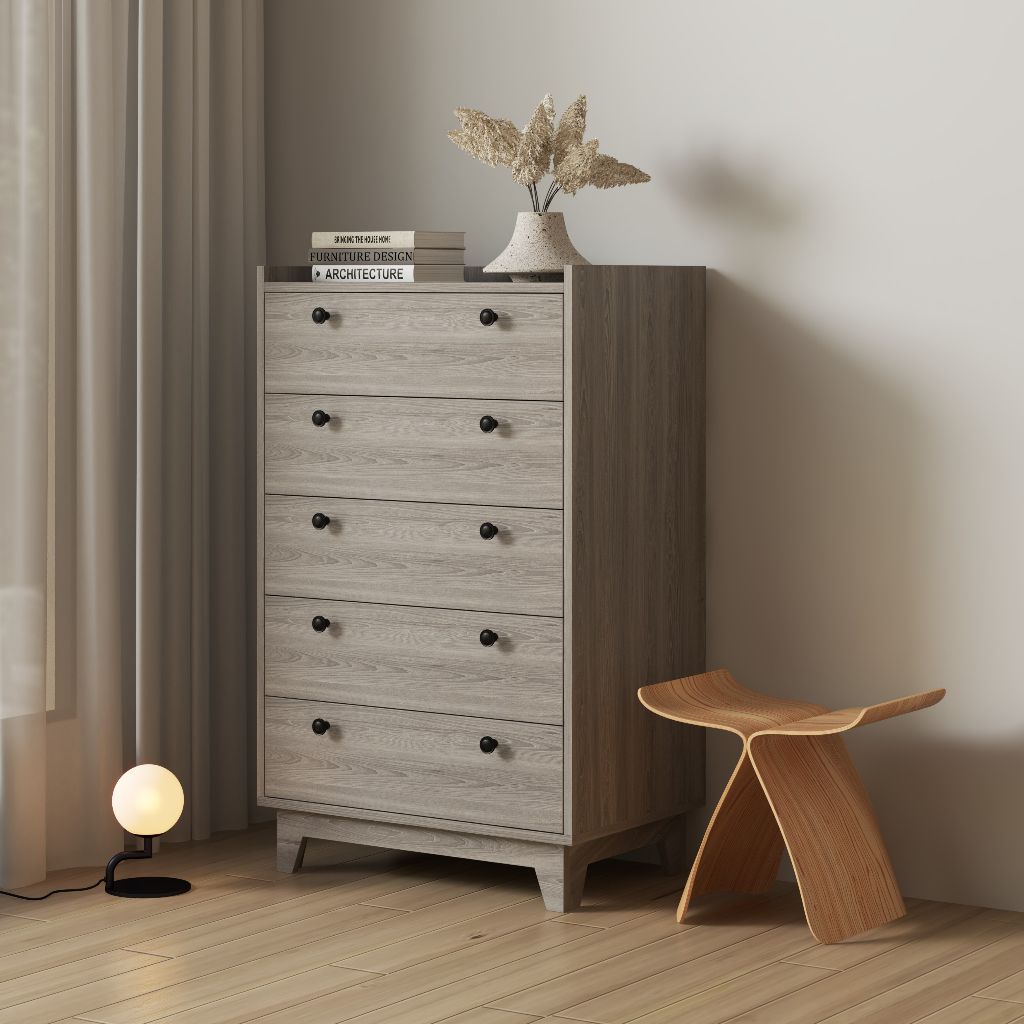HAPPY FURNITURE , Tủ đựng đồ 5 ngăn kéo - KINA , THK_071 , 68cm x 45cm x 110cm