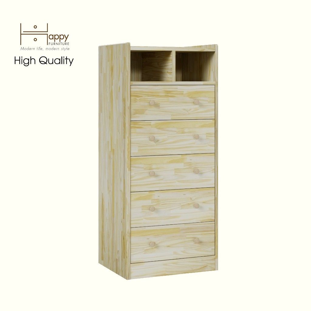 HAPPY FURNITURE , Gỗ tự nhiên , Tủ lưu trữ 5 ngăn kéo - GAMZE , THK_190 , 50cm x 45cm x 117cm
