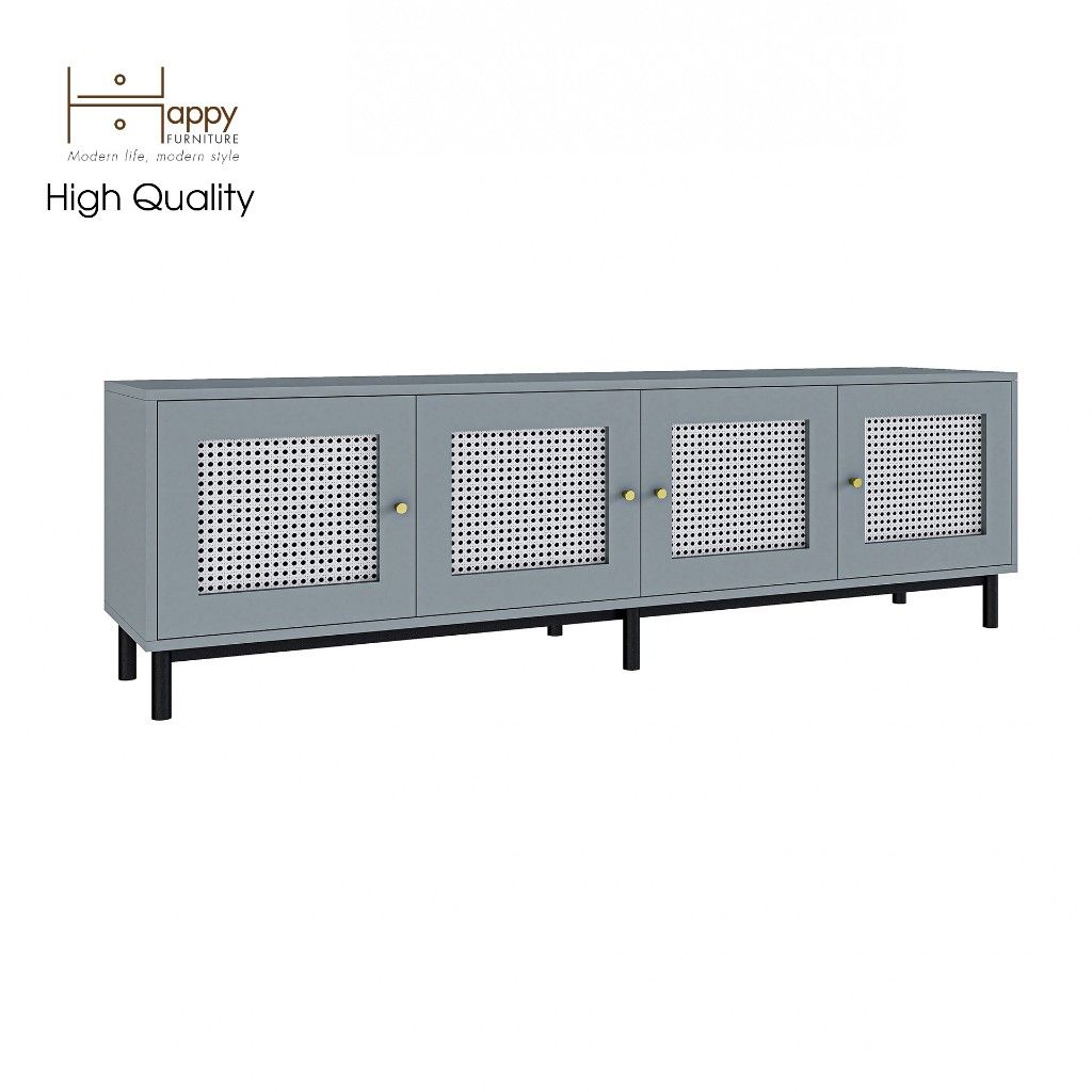 HAPPY FURNITURE , Kệ TV 4 cánh mở chân sắt - ROTAN , KTV_035 , 180cm x 40cm x 54cm