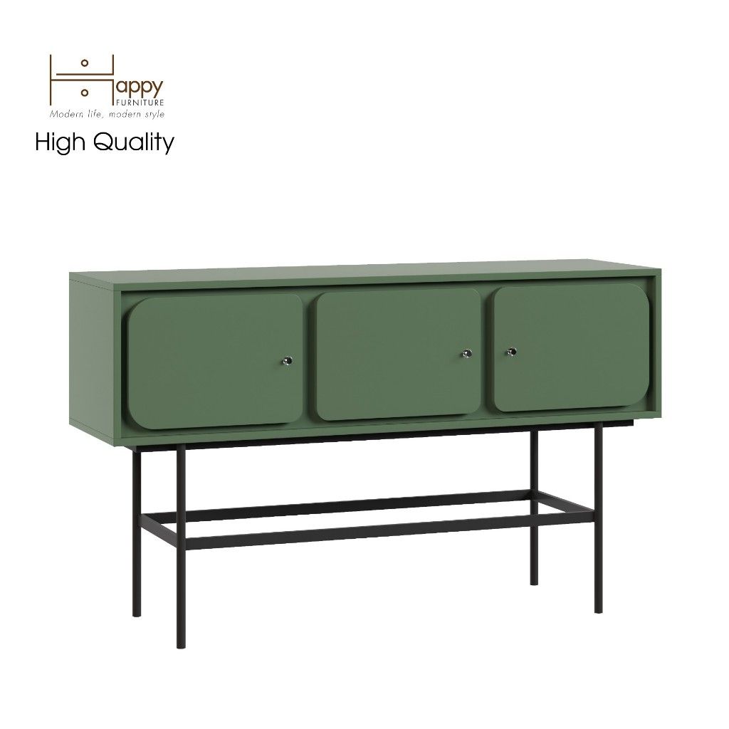 HAPPY FURNITURE , Tủ lưu trữ 3 cửa mở chân sắt - SWEETY , TCM_064 , 136cm x 40cm x 82cm