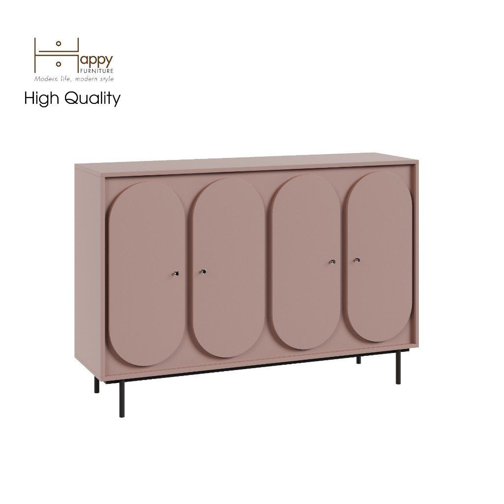 HAPPY FURNITURE , Tủ đựng đồ 4 cửa mở chân sắt - SWEETY , TCM_062 , 140cm x 40cm x 95cm