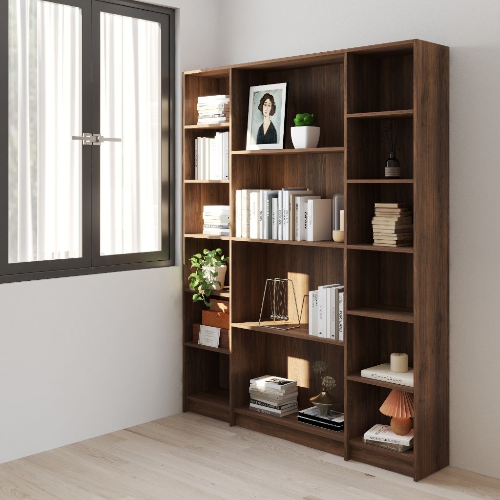 HAPPY FURNITURE , Kệ sách nhiều ngăn - CATY, KSA_082 , 160cm x 30cm x 202cm DxRxC