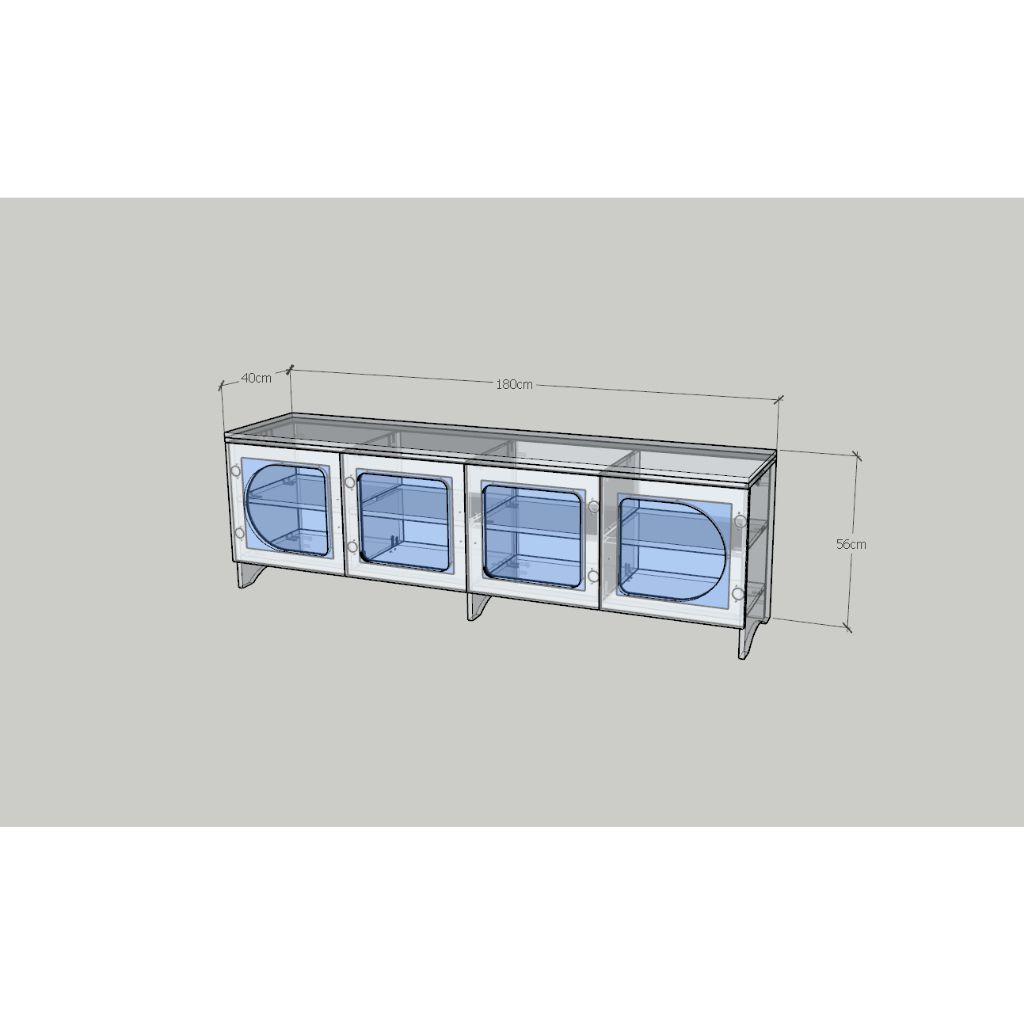 HAPPY FURNITURE , Kệ TV 4 cửa kính - CHEVY, KTV_079 , 180cm x 40cm x 56cm DxRxC