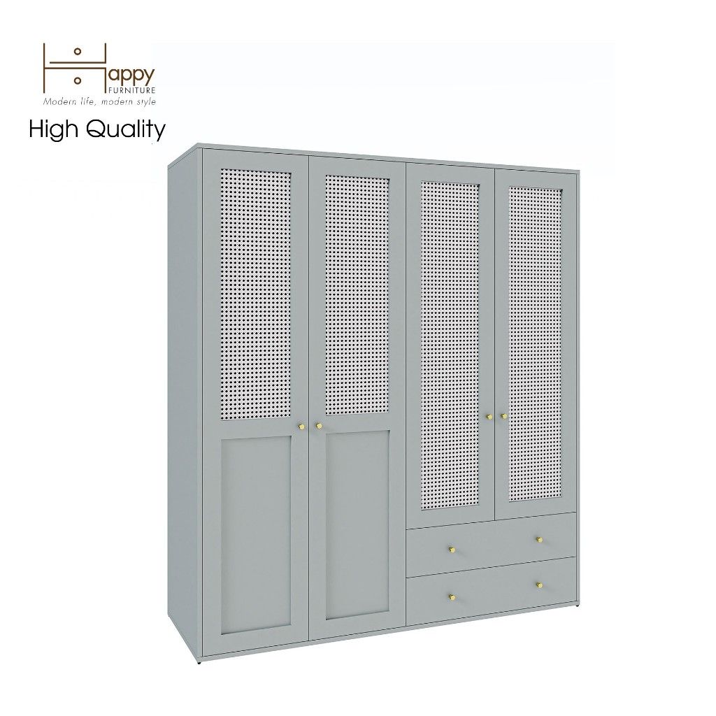 HAPPY FURNITURE , Tủ quần áo 4 cửa mở - ROTAN , TCM_137 , 160x54x180cm