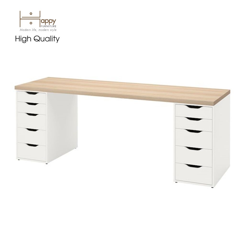 HAPPY FURNITURE , Bàn làm việc 2 bên ngăn tủ - LIDA , BAN_028 BAN_024