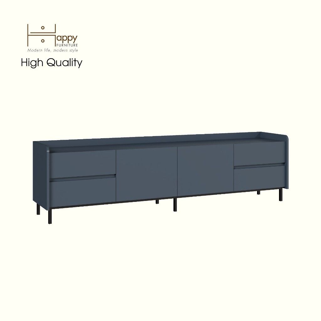 HAPPY FURNITURE , Kệ TV 2 cánh mở 4 ngăn kéo chân sắt - LAVIA , KTV_044 , 200cm x 40cm x 54cm