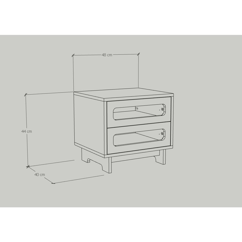HAPPY FURNITURE , Táp đầu giường 2 ngăn - MEYDAN , THK_076 , 48cm x 40cm x 44cm