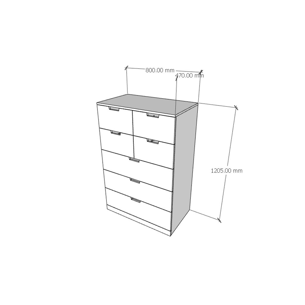 HAPPY FURNITURE , Tủ đựng đồ 7 ngăn kéo - SCANDINA , THK_100 , 80cm x 47cm x 120cm