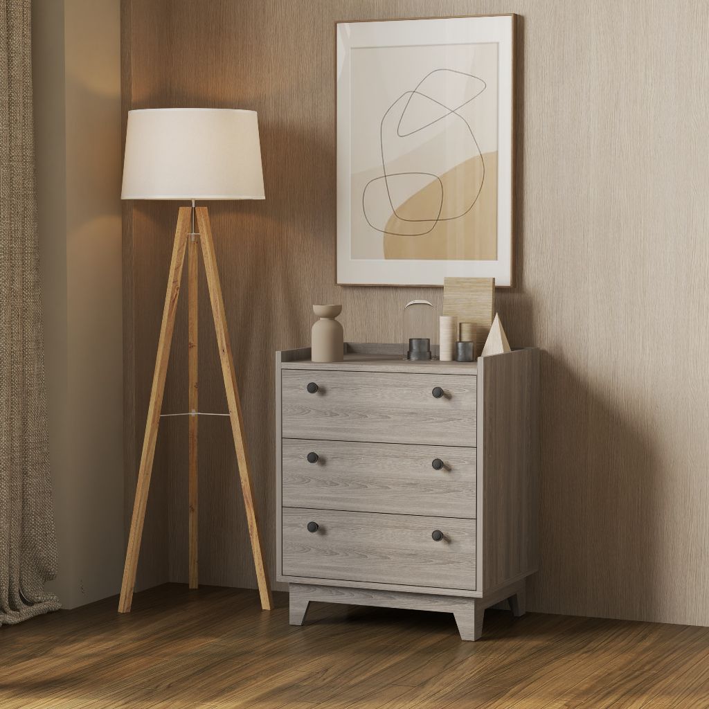 HAPPY FURNITURE , Tủ đựng đồ 3 ngăn kéo - KINA , THK_074 , 60cm x 45cm x 75cm