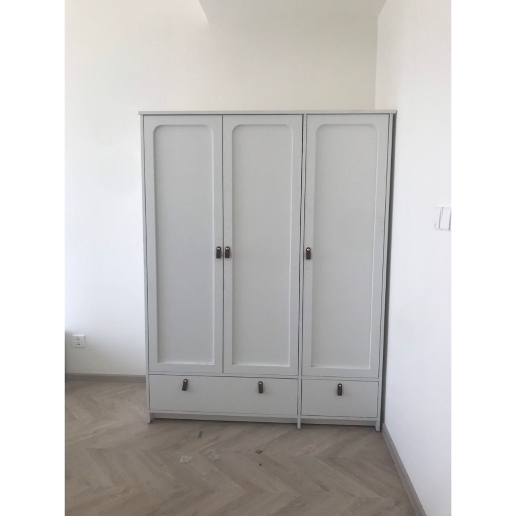 HAPPY FURNITURE , Tủ quần áo 3 cửa mở 2 ngăn kéo - NOMIA , TCM_038 , 140cm x 58cm x 180cm