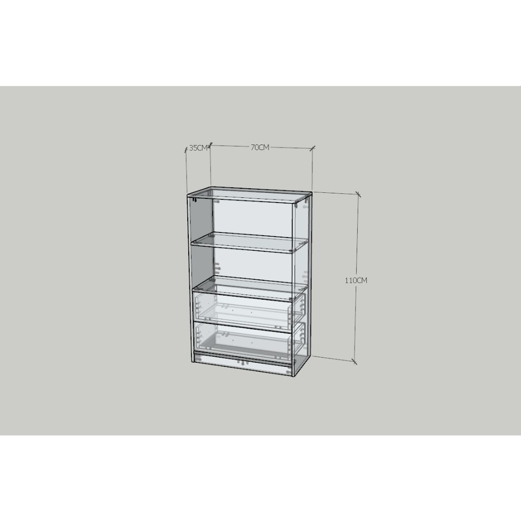 HAPPY FURNITURE , HEINEE - Kệ lưu trữ 2 ngăn kéo, TLT_039 , 70cm x 35cm x 110cm DxRxC, sản phẩm phổ thông