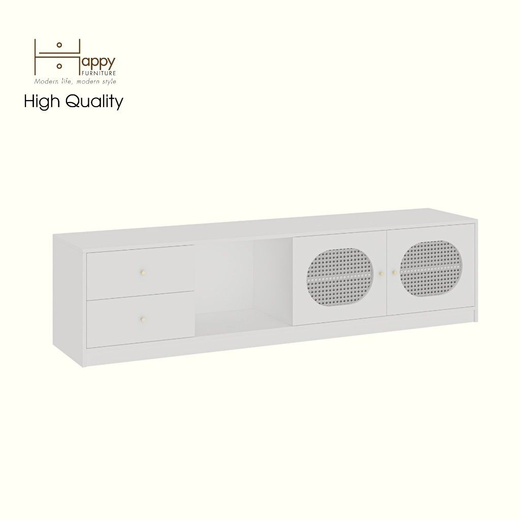 HAPPY FURNITURE , Kệ TV 2 cửa mở 2 ngăn kéo - MAY , KTV_096 , 200cm x 45cm x 50cm DxRxC