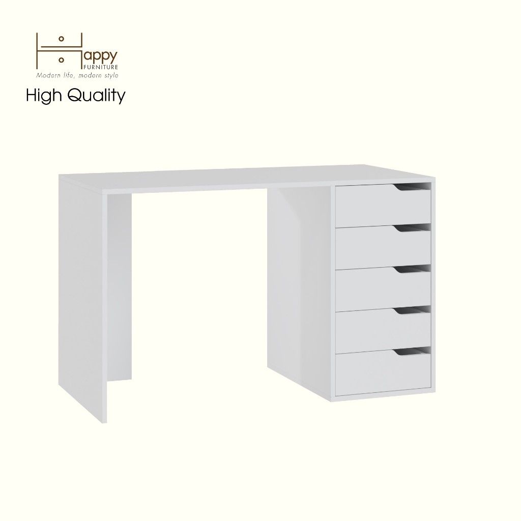 HAPPY FURNITURE , Bàn làm việc 5 ngăn kéo - ASO, BAN_148 , 120cm x 59cm x 75cm DxRxC