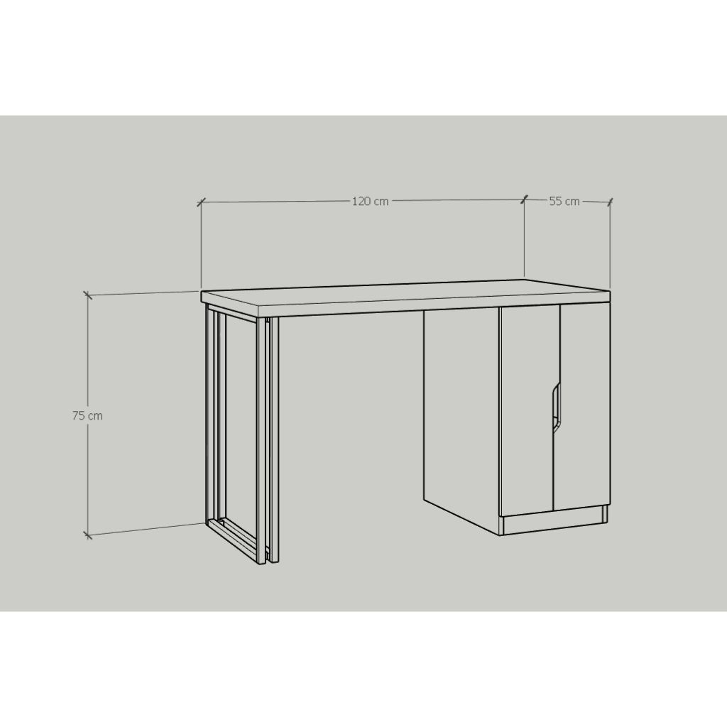 HAPPY FURNITURE , Bàn làm việc chân sắt - DASH , BAN_030 , 120cm x 55cm x75cm