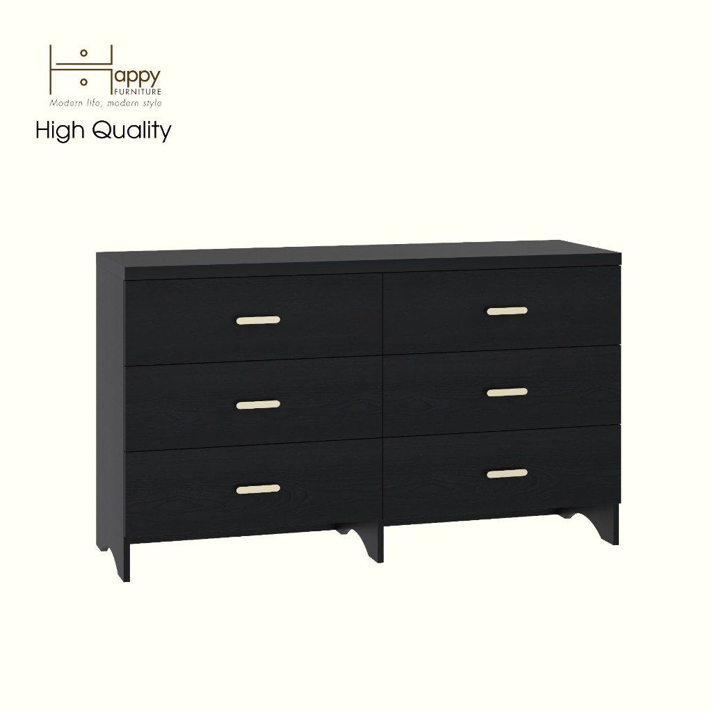 HAPPY FURNITURE , Tủ lưu trữ 6 ngăn kéo - CHEVY, THK_265 , 140cm x 45cm x 82cm DxRxC