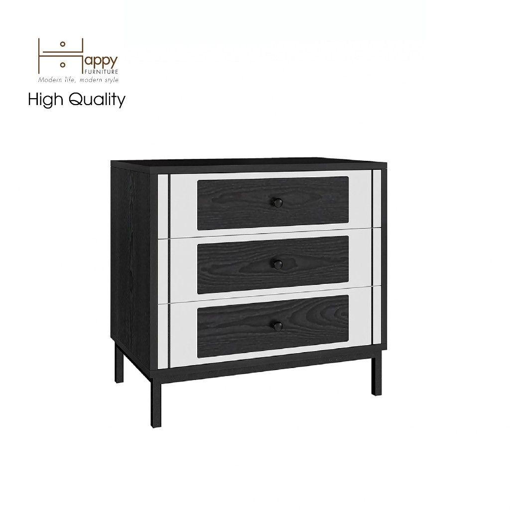 HAPPY FURNITURE , Tủ lưu trữ 3 ngăn kéo chân sắt - TAKO , THK_131 , 64cm x 40cm x 61cm