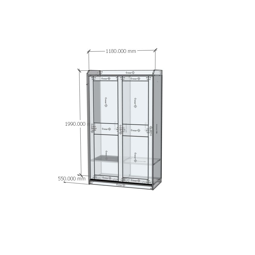 HAPPY FURNITURE , Tủ quần áo - 2 cánh cửa lùa - RUNI , TCL_002 , 118cm x 55cm x 199cm