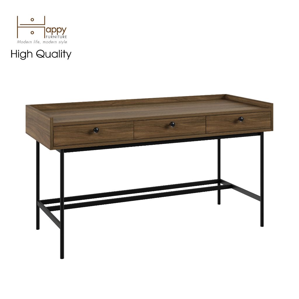 HAPPY FURNITURE , Bàn làm việc 3 ngăn chân sắt - KINA , BAN_041 , 140cm x 55cm x 75cm