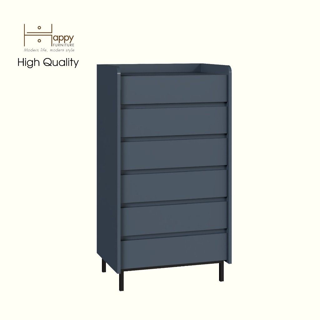 HAPPY FURNITURE , Tủ lưu trữ 6 ngăn kéo chân sắt - LAVIA , THK_155 , 63cm x 45cm x 116cm