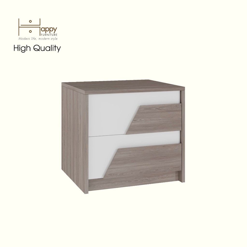 HAPPY FURNITURE , Táp đầu giường 2 ngăn kéo - PONIX , THK_110 , 50cm x 45cm x 46cm