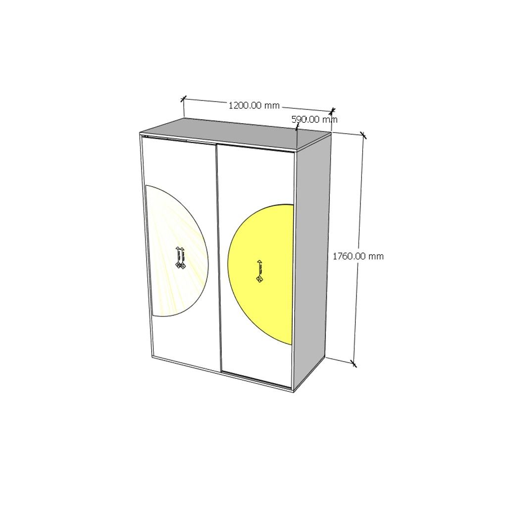 HAPPY FURNITURE , Tủ quần áo 2 cánh lùa - BANA , TCL_029 , 120cm x 59cm x 176cm