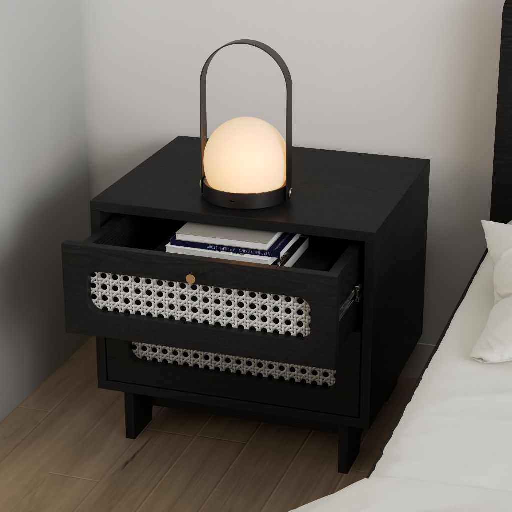 HAPPY FURNITURE , Táp đầu giường 2 ngăn - MEYDAN , THK_076 , 48cm x 40cm x 44cm