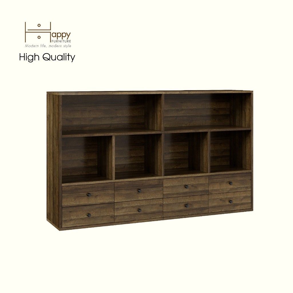 HAPPY FURNITURE , ZACY - Kệ lưu trữ 8 ngăn kéo , THK_220 , 150cm x 32cm x 90cm DxRxC, Sản phẩm phổ thông