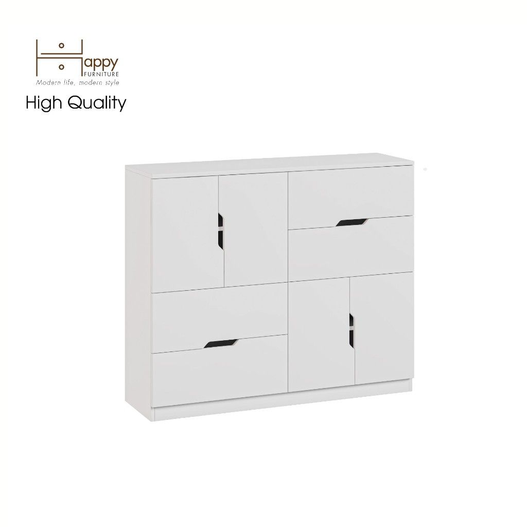 HAPPY FURNITURE , Tủ lưu trữ 4 cửa mở 4 ngăn kéo - DASH , THK_057 , 120x35x100cm
