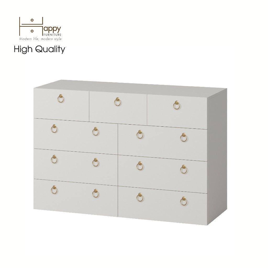 HAPPY FURNITURE , Tủ đựng đồ 9 ngăn kéo - WESLEY , THK_045 , 120cm x 45cm x 80cm