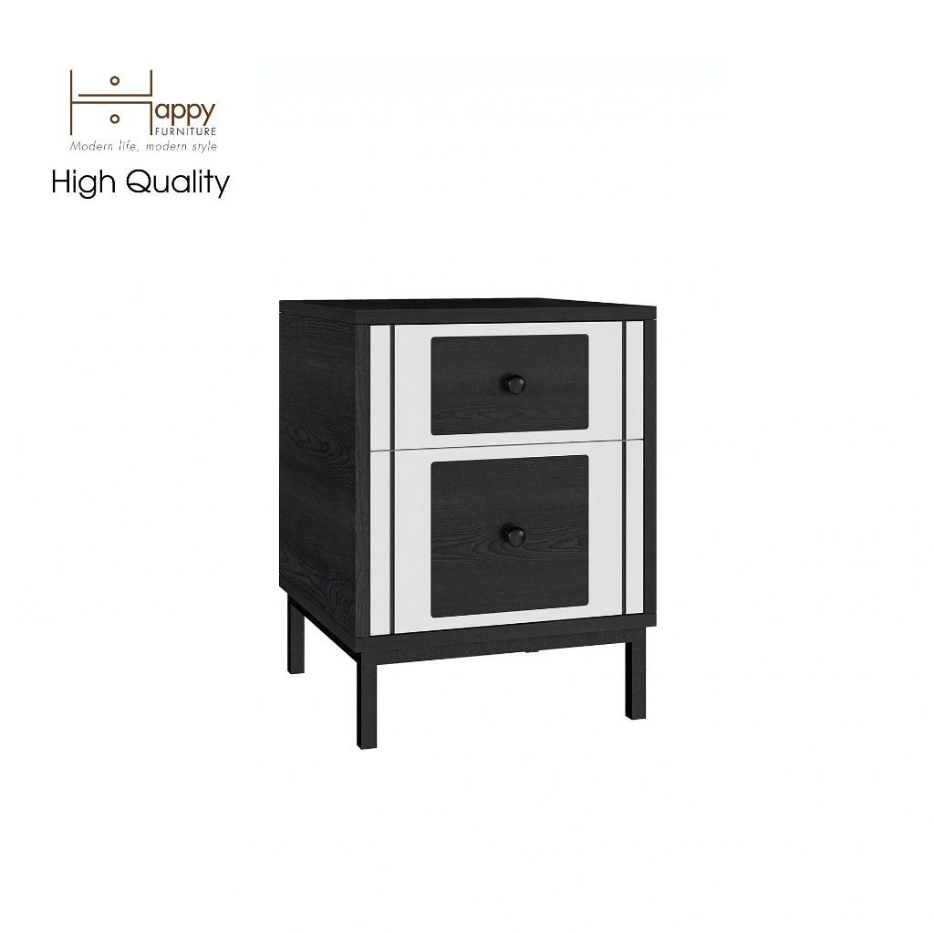 HAPPY FURNITURE , Táp đầu giường 2 ngăn kéo chân sắt - TAKO , THK_130 , 40cm x 40cm x 53cm