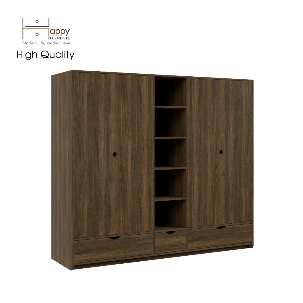 HAPPY FURNITURE , Tủ quần áo 4 cửa mở - CIRCLE , TCM_073 , 200cm x 56cm x 176cm