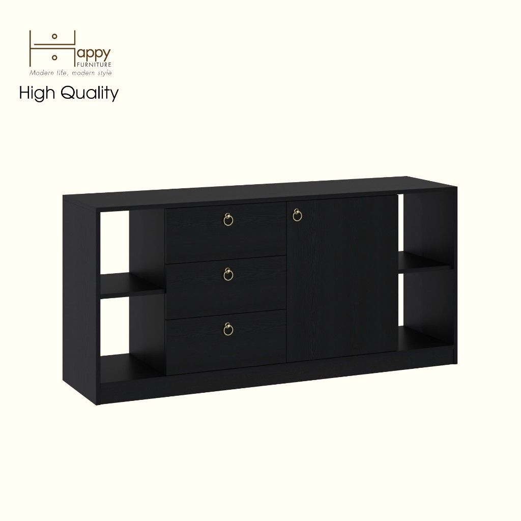 HAPPY FURNITURE , Tủ lưu trữ 3 ngăn kéo 1 cửa mở - MERI , TLT_056 , 150cm x 40cm x 70cm DxRxC