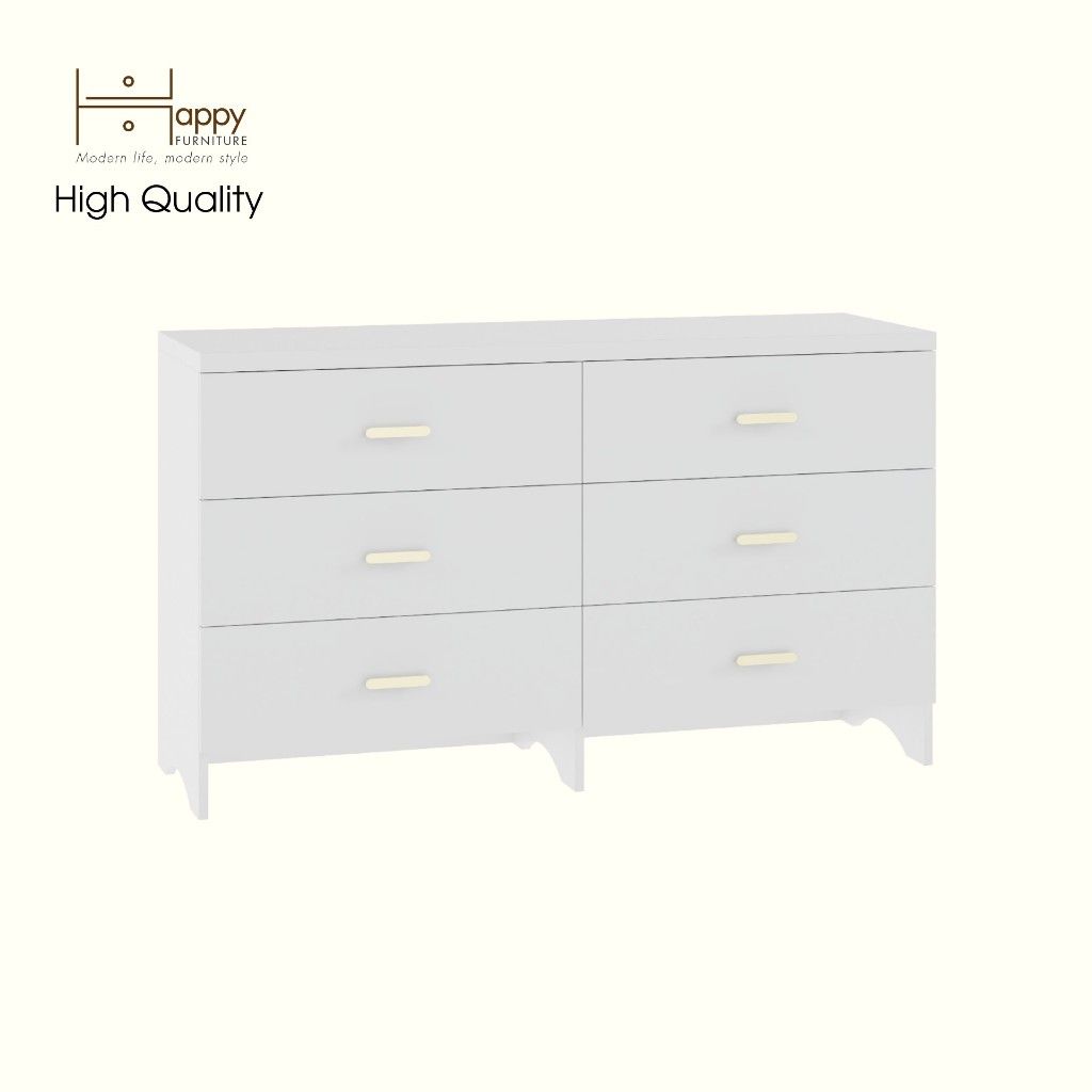 HAPPY FURNITURE , Tủ lưu trữ 6 ngăn kéo - CHEVY, THK_265 , 140cm x 45cm x 82cm DxRxC