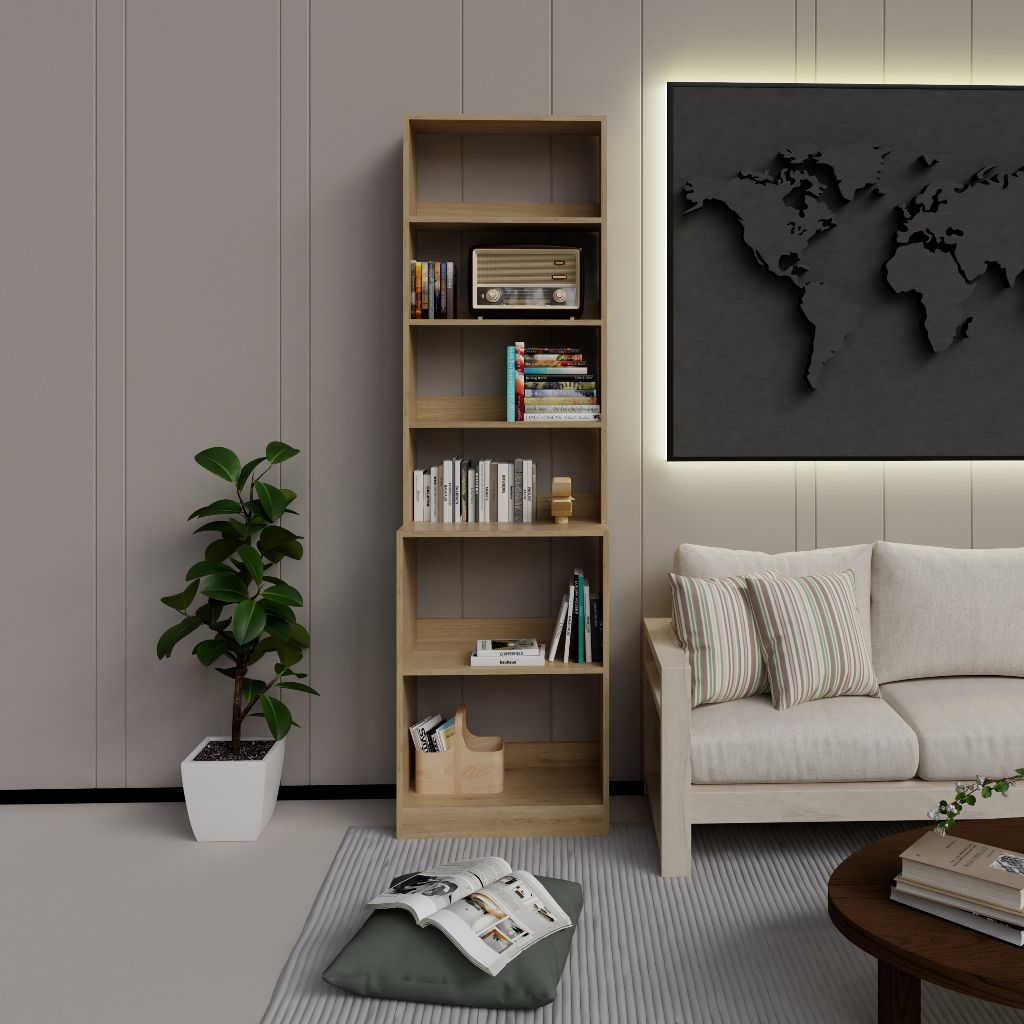 HAPPY FURNITURE , Kệ sách 6 tầng - LILY , KSA_046 , 61cm x 35cm x 212cm