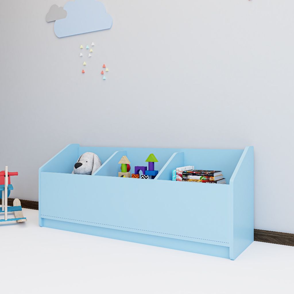 HAPPY FURNITURE , Thùng lưu trữ 3 ngăn cho trẻ em - KID , TLT_005 , 120cm x 36cm x 50cm