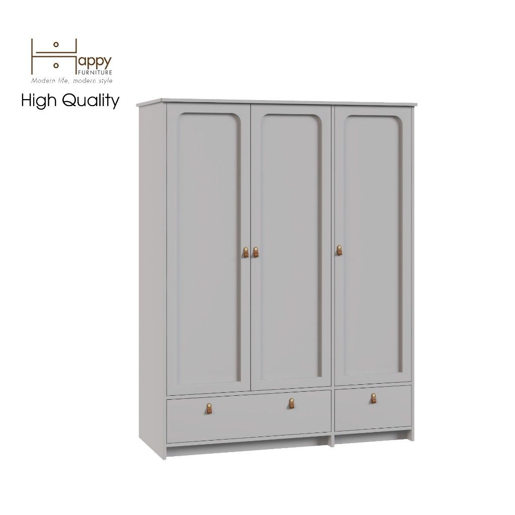 HAPPY FURNITURE , Tủ quần áo 3 cửa mở 2 ngăn kéo - NOMIA , TCM_038 , 140cm x 58cm x 180cm