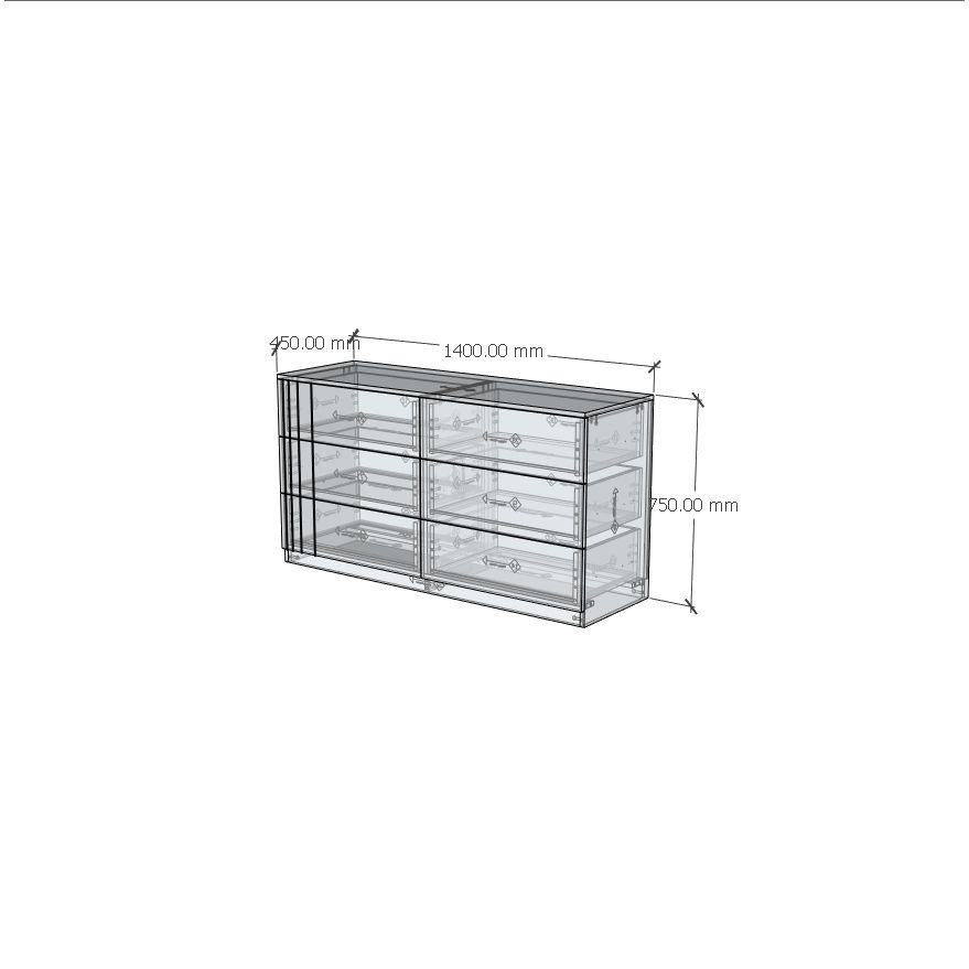 HAPPY FURNITURE , Tủ lưu trữ 6 ngăn kéo - JOVIE , THK_152 , 140cm x 45cm x 75cm