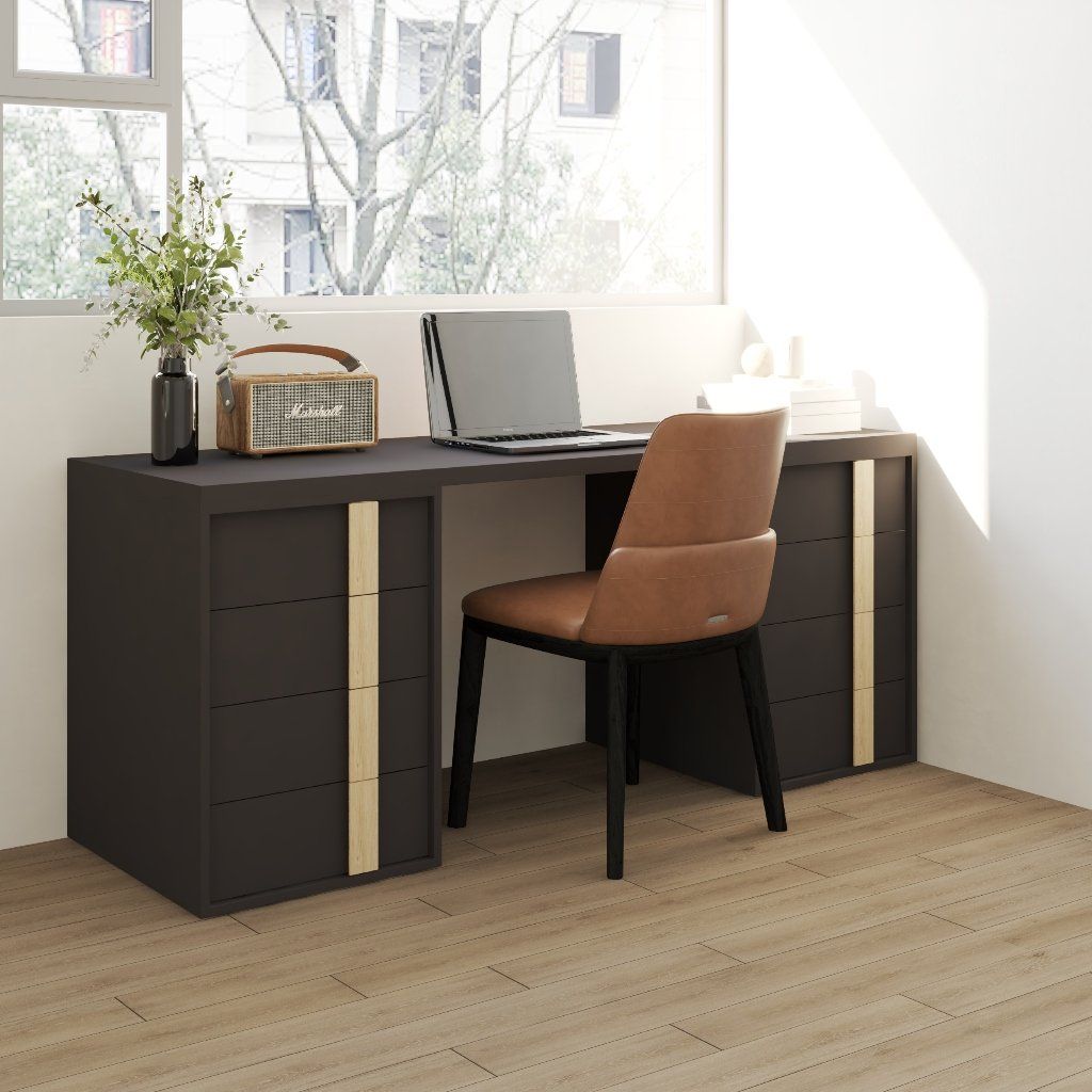 HAPPY FURNITURE , Bàn làm việc 8 ngăn kéo - SPACE, BAN_145 , 180cm x 59cm x 75cm DxRxC