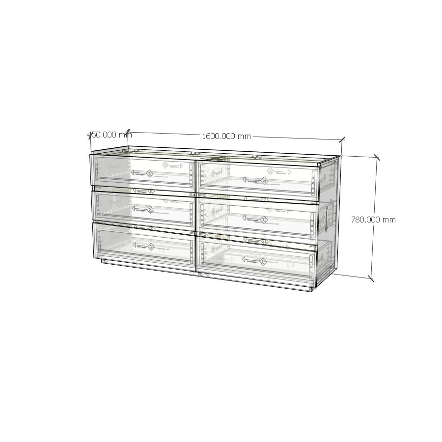 HAPPY FURNITURE , Tủ đựng đồ 6 ngăn kéo - VIGGO , THK_162 , 160cm x 45cm x 78cm