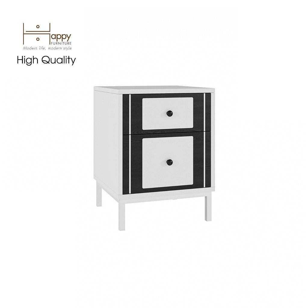 HAPPY FURNITURE , Táp đầu giường 2 ngăn kéo chân sắt - TAKO , THK_130 , 40cm x 40cm x 53cm