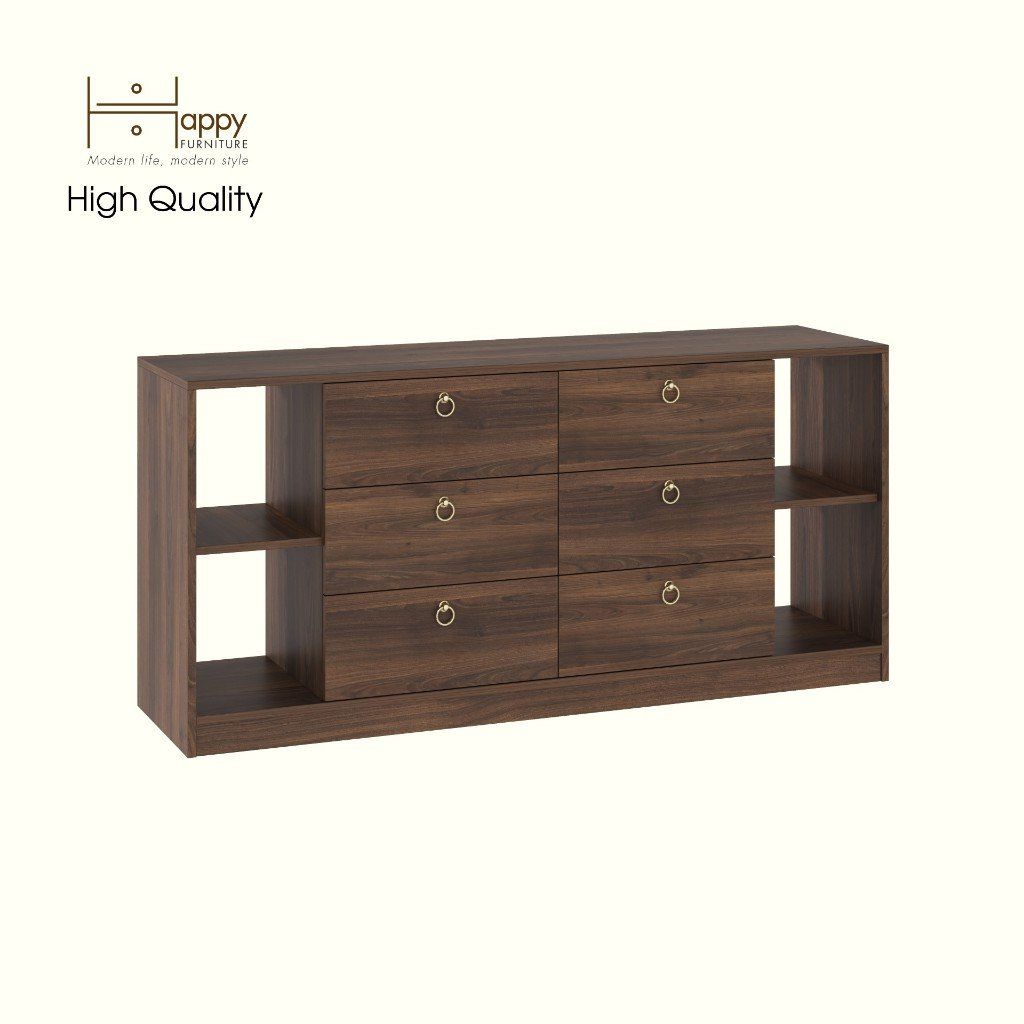 HAPPY FURNITURE , Tủ lưu trữ 6 ngăn kéo - MERI , THK_294 , 150cm x 40cm x 70cm DxRxC