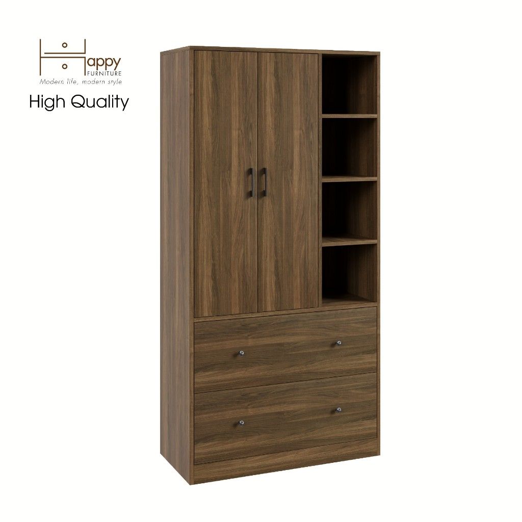 HAPPY FURNITURE , Tủ quần áo đa năng kết hợp kệ - SALY , TCM_008 , 90cm x 40cm x 180cm
