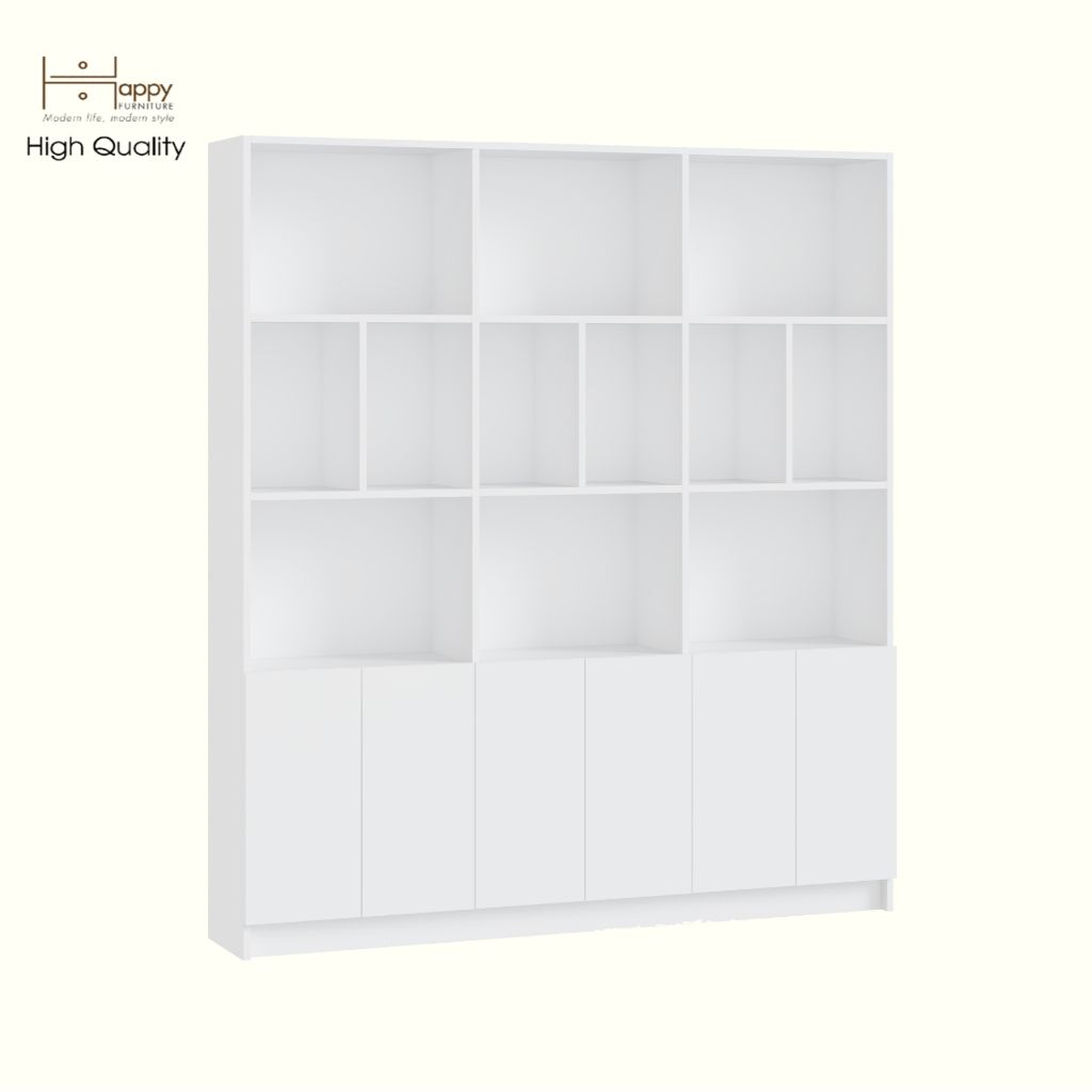 HAPPY FURNITURE , Kệ sách 6 cửa mở - CATY, KSA_084 , 160cm x 28cm x 180cm DxRxC
