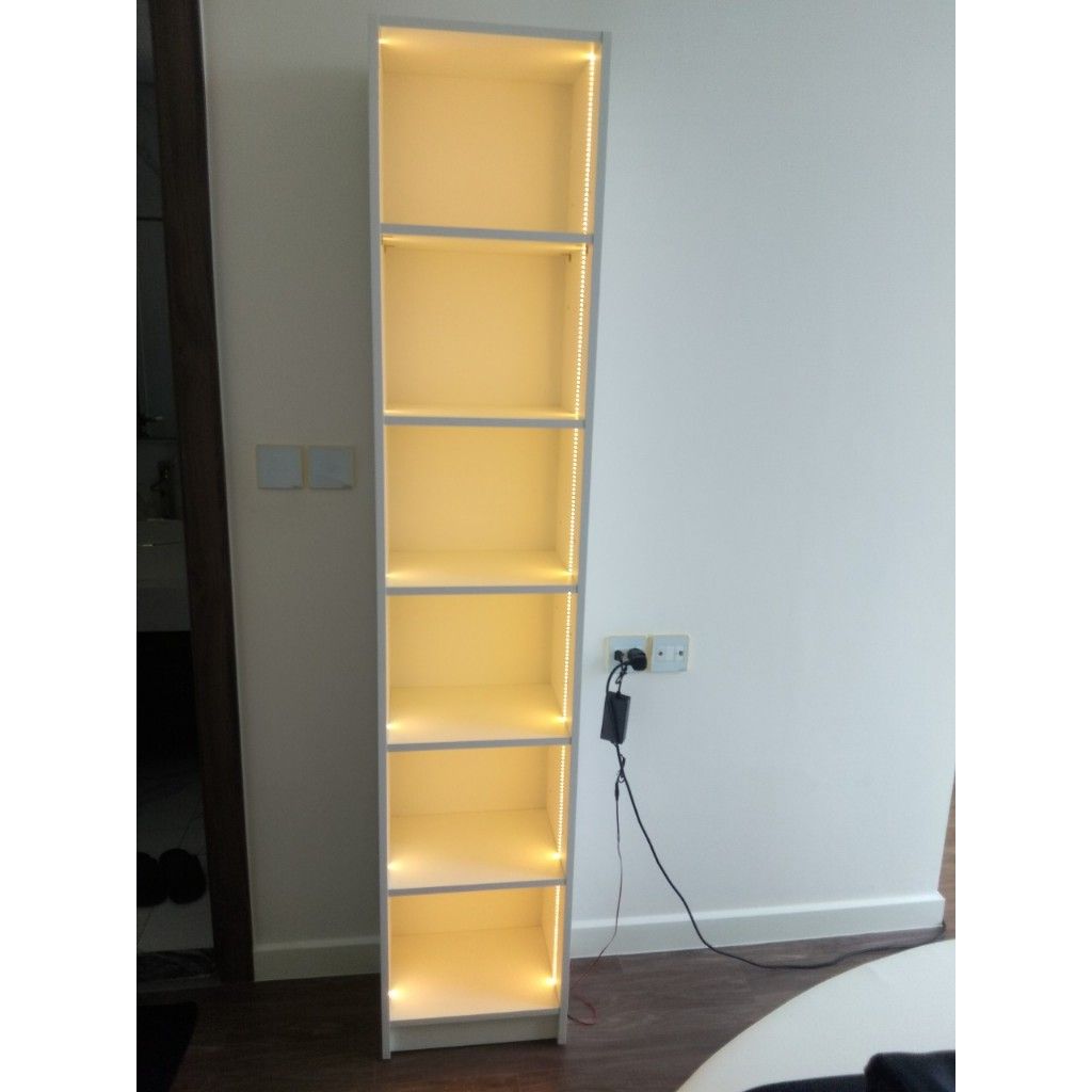 HAPPY FURNITURE , kệ sách 6 tầng size nhỏ tích hợp đèn LED - CATY , KSA_009_LED , 40cm x 28cm x 202cm