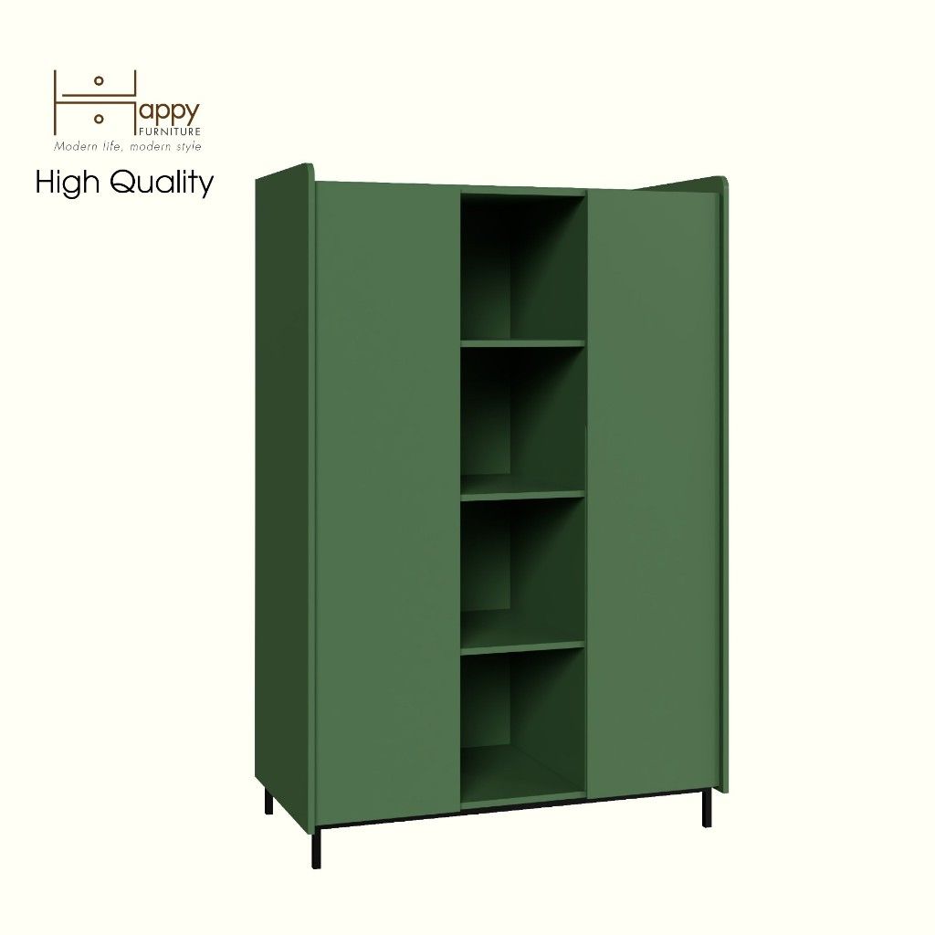 HAPPY FURNITURE , Tủ quần áo 2 cánh mở chân sắt - LAVIA , TCM_171 , 119cm x 59cm x 180cm