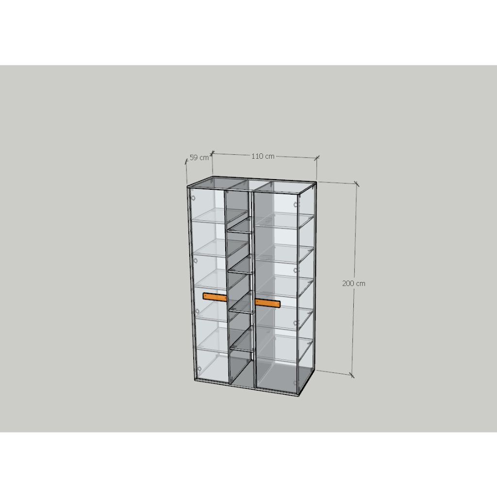 HAPPY FURNITURE , Tủ quần áo 2 cửa mở - SPACE, TCM_242 , 110cm x 59cm x 200cm DxRxC