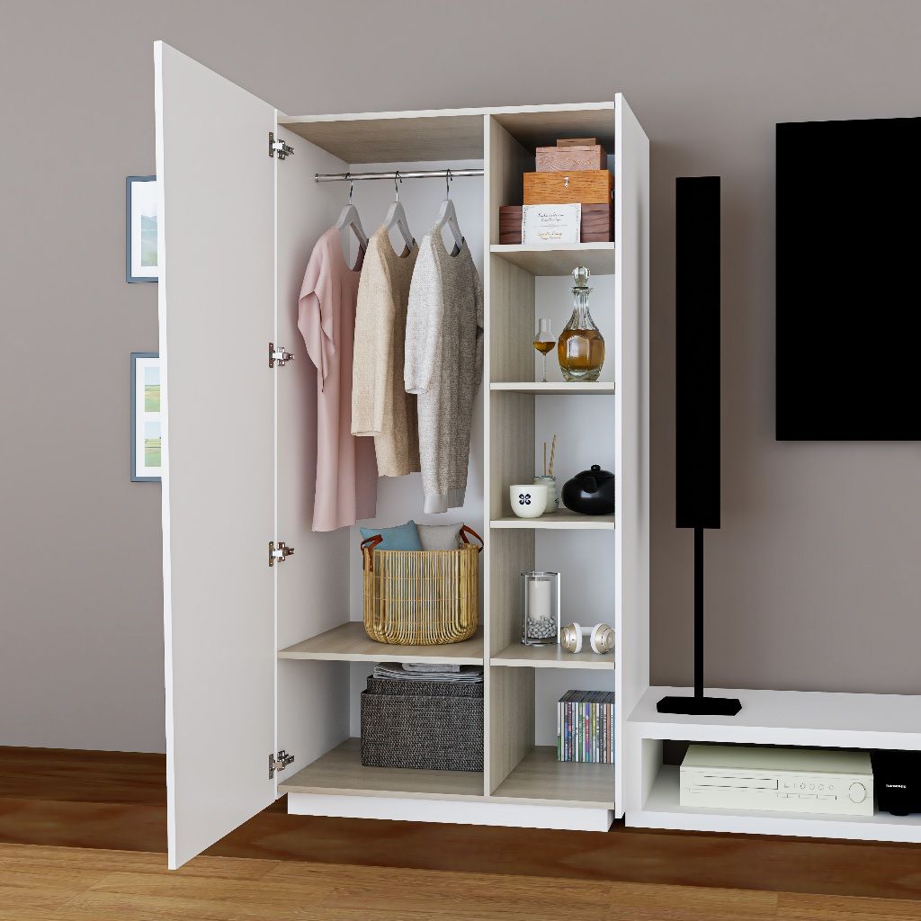 HAPPY FURNITURE , Tủ quần áo 1 cửa mở - VIGGO, TCM_175 , 90cm x 59cm x 180cm