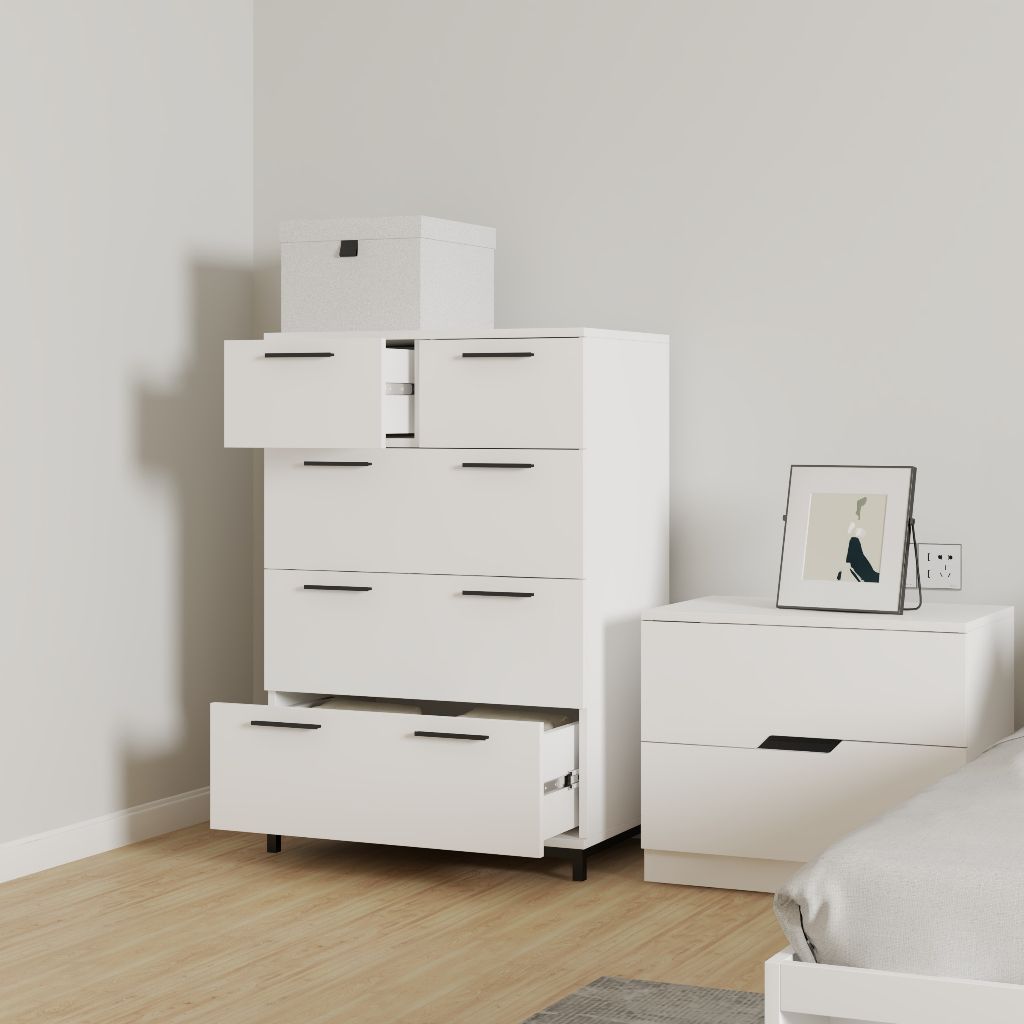 HAPPY FURNITURE , Tủ lưu trữ 5 ngăn kéo chân sắt - LOUIS , THK_062 , 68cm x 45cm x 102cm