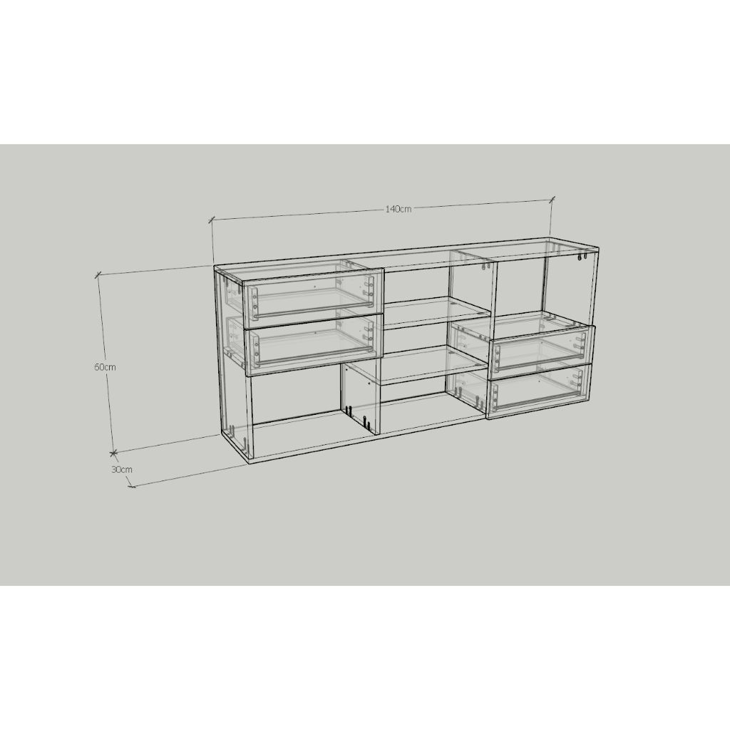 HAPPY FURNITURE , Tủ trang trí 4 hộc kéo - WESLEY , THK_048 , 140cm x 30cm x 60cm